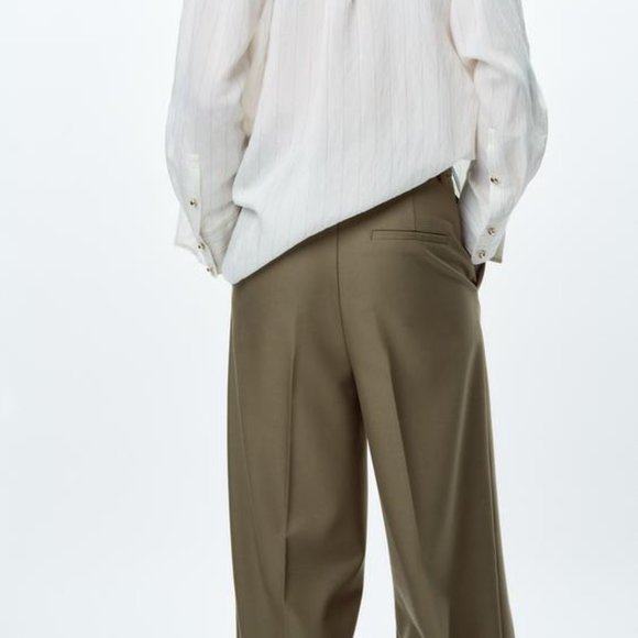 Women's Wide leg trousers - green-grey - size M - Picture 3 of 13